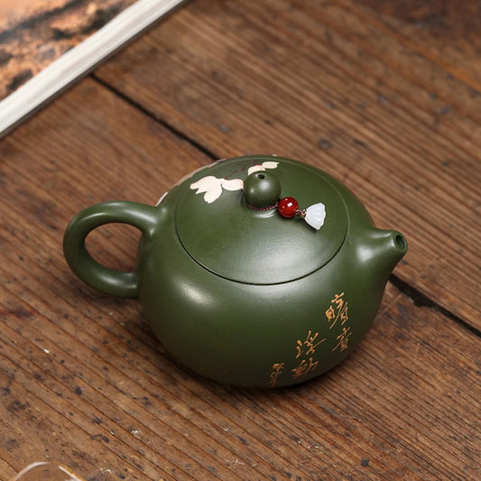 300ml Classic Yixing Purple Clay Tea Pot Green Mud Xishi Teapot Household 9 Hole Filter Teaware Chinese Zisha Tea Infuser