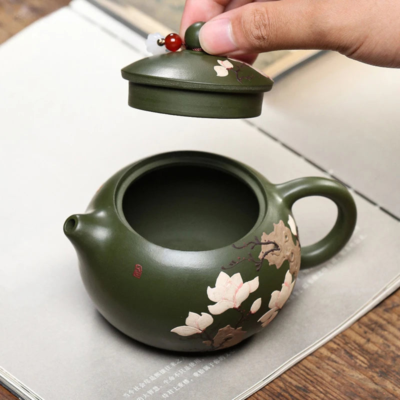 300ml Classic Yixing Purple Clay Tea Pot Green Mud Xishi Teapot Household 9 Hole Filter Teaware Chinese Zisha Tea Infuser