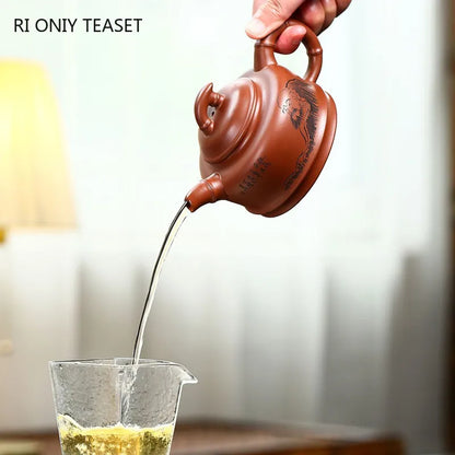 300ml Hand Painted Yixing Purple Clay Tea Pot Chinese Zisha Tea Sets Household Filter Tea Maker Boutique Handmade Teapot