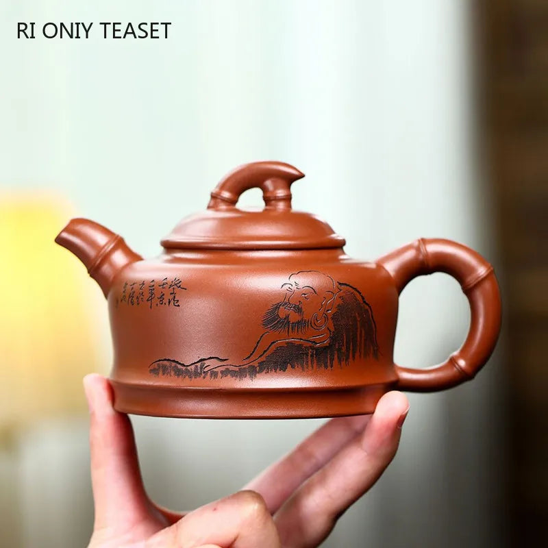 300ml Hand Painted Yixing Purple Clay Tea Pot Chinese Zisha Tea Sets Household Filter Tea Maker Boutique Handmade Teapot