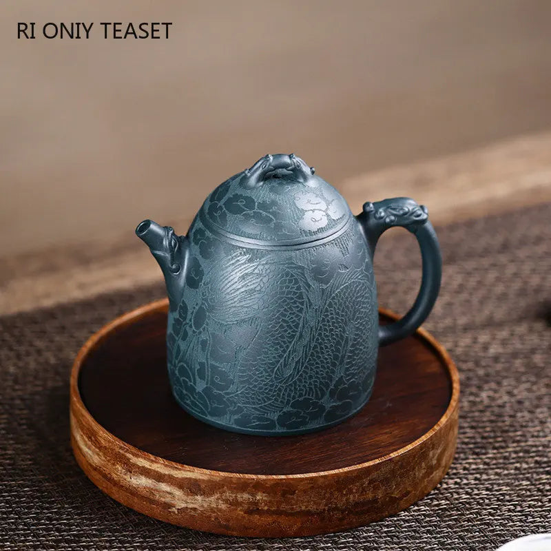 300ml High-end Yixing Purple Clay Teapots Famous Artists Handmade Dragon Pattern Tea Pot Kettle Chinese Zisha Tea Set Collection