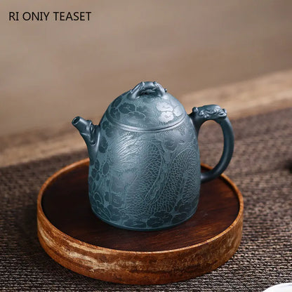 300ml High-end Yixing Purple Clay Teapots Famous Artists Handmade Dragon Pattern Tea Pot Kettle Chinese Zisha Tea Set Collection