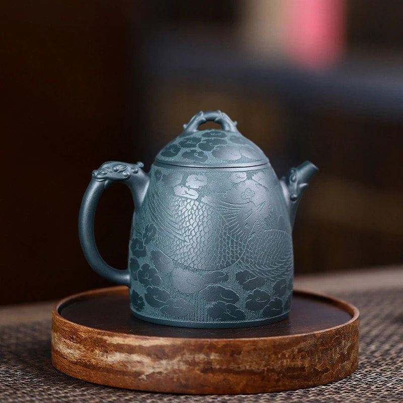 300ml High-end Yixing Purple Clay Teapots Famous Artists Handmade Dragon Pattern Tea Pot Kettle Chinese Zisha Tea Set Collection