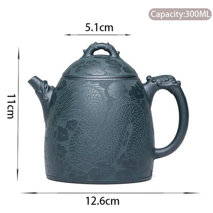 300ml High-end Yixing Purple Clay Teapots Famous Artists Handmade Dragon Pattern Tea Pot Kettle Chinese Zisha Tea Set Collection