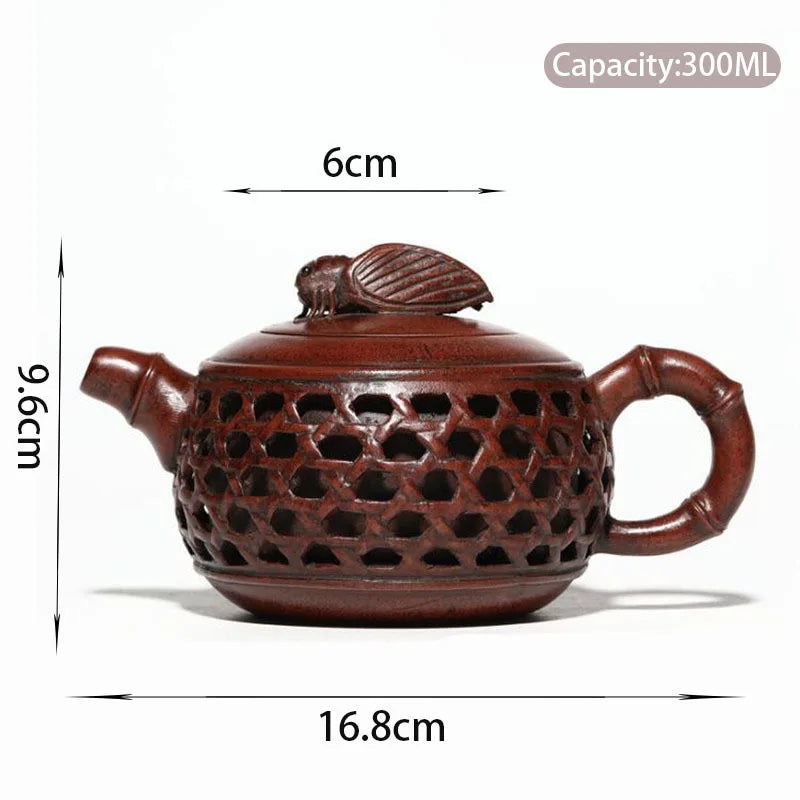 300ml Tradition Yixing Purple Clay Teapot Famous Handmade Bamboo Leaves Tea Pot Raw Ore Purple Mud Kettle Chinese Zisha Tea Set