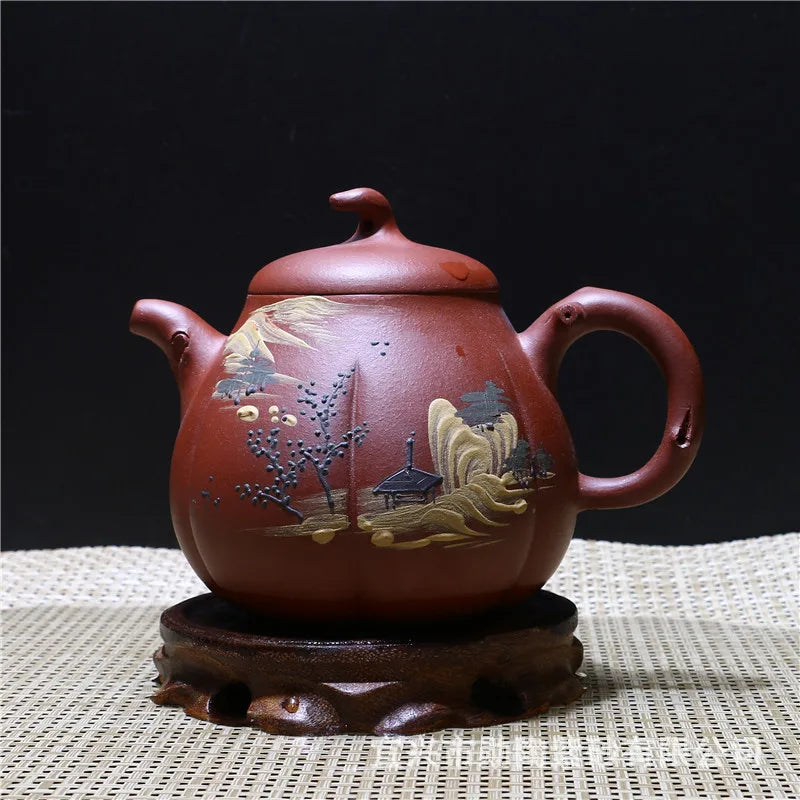 300ml Wholsale Yixing Genuine Handmade Purple Clay Pumpkin teapot Creative Chinese Kung Fu Zisha Tea Pot Gift Box Free Shipping