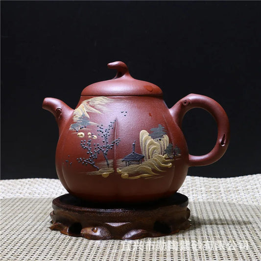 300ml Wholsale Yixing Genuine Handmade Purple Clay Pumpkin teapot Creative Chinese Kung Fu Zisha Tea Pot Gift Box Free Shipping
