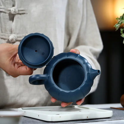 300ml Yixing Handmade Purple Clay Teapots Raw ore Azure Mud Xishi Tea Pot Beauty Kettle Chinese Famous Zisha Tea Set Gifts