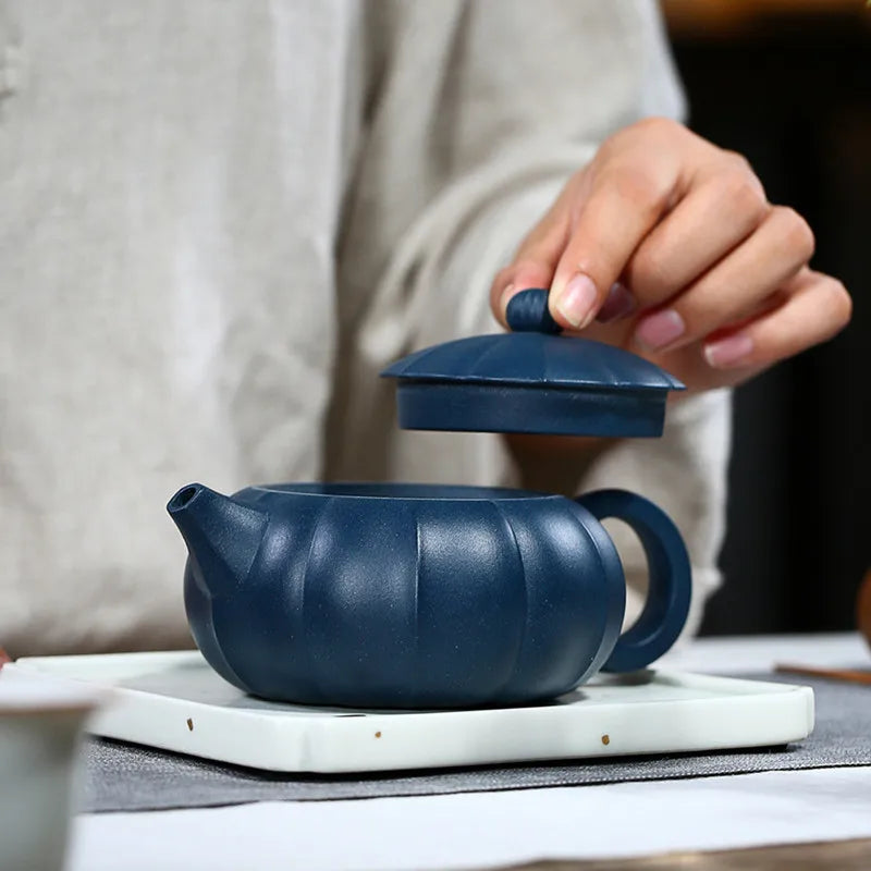 300ml Yixing Handmade Purple Clay Teapots Raw ore Azure Mud Xishi Tea Pot Beauty Kettle Chinese Famous Zisha Tea Set Gifts