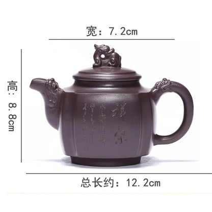 300ml Yixing Purple Clay Teapots Handmade Large Capacity Hexagonal Shape Tea Pot Raw Ore Azure Mud Kettle Chinese Zisha Tea Set
