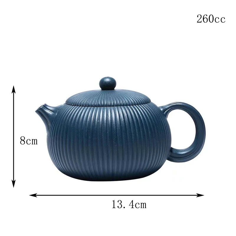 300ml Yixing Purple Clay Teapots Handmade Large Capacity Hexagonal Shape Tea Pot Raw Ore Azure Mud Kettle Chinese Zisha Tea Set
