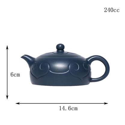 300ml Yixing Purple Clay Teapots Handmade Large Capacity Hexagonal Shape Tea Pot Raw Ore Azure Mud Kettle Chinese Zisha Tea Set