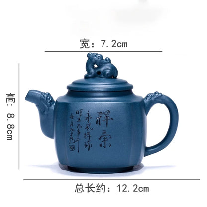 300ml Yixing Purple Clay Teapots Handmade Large Capacity Hexagonal Shape Tea Pot Raw Ore Azure Mud Kettle Chinese Zisha Tea Set
