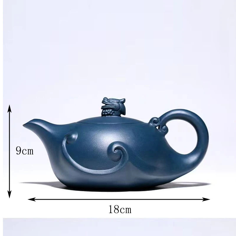 300ml Yixing Purple Clay Teapots Handmade Large Capacity Hexagonal Shape Tea Pot Raw Ore Azure Mud Kettle Chinese Zisha Tea Set