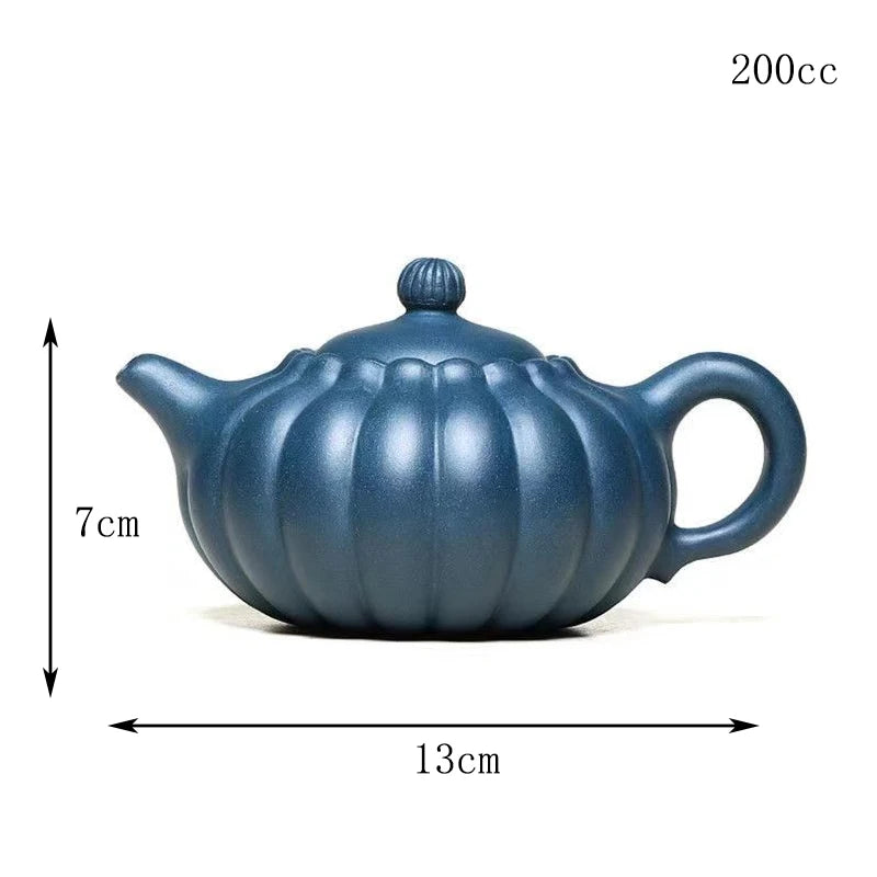 300ml Yixing Purple Clay Teapots Handmade Large Capacity Hexagonal Shape Tea Pot Raw Ore Azure Mud Kettle Chinese Zisha Tea Set