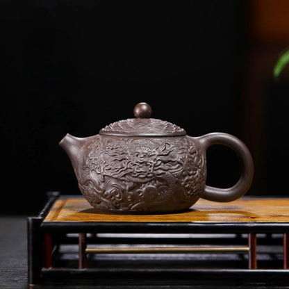 300ml Yixing Purple Sand Pot Handmade Teapot Home Chinese Kung Fu Tea Set Embossed Dragon Teapot