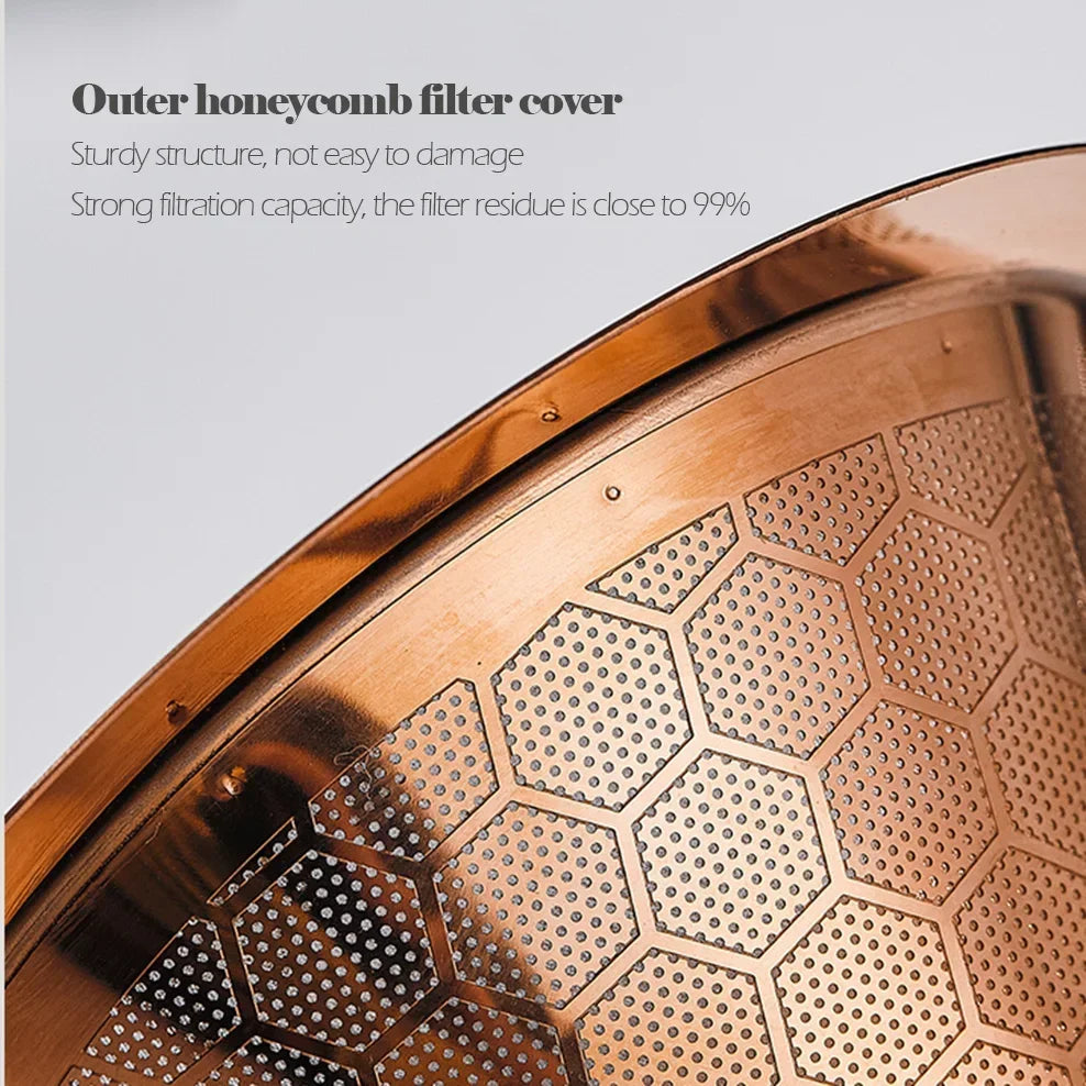 304 Stainless Steel Coffee Filter 600 Mesh Double-Layer Honeycomb Bowl With Base Filter-Free Paper Strainer