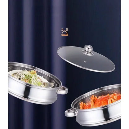 304 Stainless Steel Double Boiler Steam Pot Rice Noodle Roll Steamer Soup Pot Steamed Buns Cake Boilers Kitchen Tools Cookware
