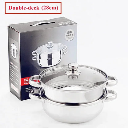304 Stainless Steel Double Boiler Steam Pot Rice Noodle Roll Steamer Soup Pot Steamed Buns Cake Boilers Kitchen Tools Cookware