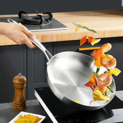 304 Stainless Steel Frying Pan Five-layer Steel Non Stick Pan  Steak Wok  Pancake Pan  Egg Pan Cooking Pot Non Stick Pans