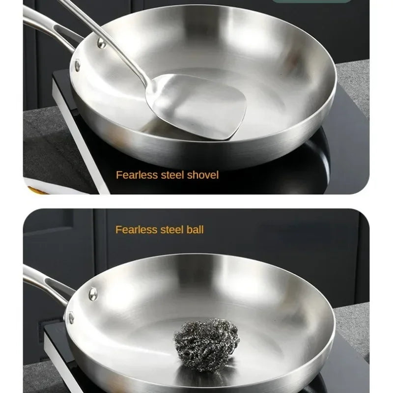 304 Stainless Steel Frying Pan Five-layer Steel Non Stick Pan  Steak Wok  Pancake Pan  Egg Pan Cooking Pot Non Stick Pans