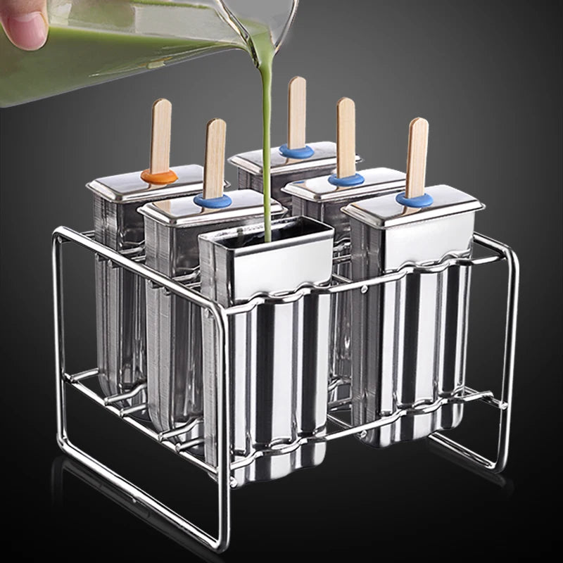 304 Stainless Steel Ice Cream Mold Homemade Large Set Ice Cube Shape Make Popsicle Popsicle Model Children Mould Kitchen Tools