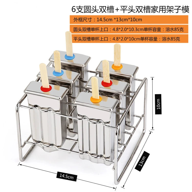 304 Stainless Steel Ice Cream Mold Homemade Large Set Ice Cube Shape Make Popsicle Popsicle Model Children Mould Kitchen Tools