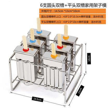 304 Stainless Steel Ice Cream Mold Homemade Large Set Ice Cube Shape Make Popsicle Popsicle Model Children Mould Kitchen Tools