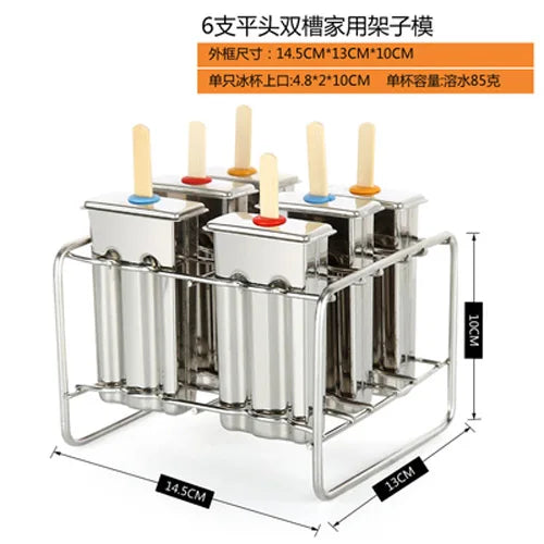 304 Stainless Steel Ice Cream Mold Homemade Large Set Ice Cube Shape Make Popsicle Popsicle Model Children Mould Kitchen Tools