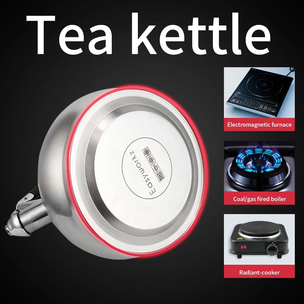 304 Stainless Steel Loud Whistling Hot Water Kettle Induction Cooker Home Camping Boiling Coffee Tea Kettle Stove Top Teapot