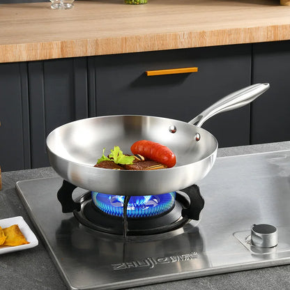 304 Stainless Steel Pan Household Special Wok 0.23mm Thick Pan 3-layer Steel Pan Cooking Pot Professional Grade Pan