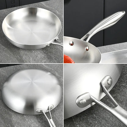 304 Stainless Steel Pan Household Special Wok 0.23mm Thick Pan 3-layer Steel Pan Cooking Pot Professional Grade Pan