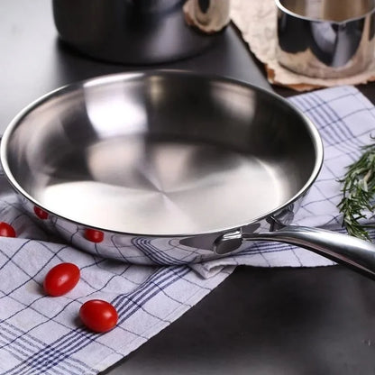 304 stainless steel thickened frying pan frying pan non-stick frying steak egg pancake frying pan household uncoated