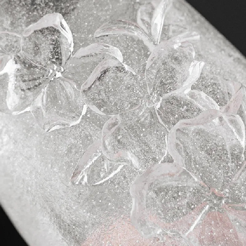 308ml High-end Frozen Burnt Glass Flower Tea Cup Kung Fu Tea Master Cup Ladies Personal Large Carved  Cup Customized Gift Box