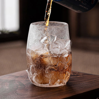 308ml High-end Frozen Burnt Glass Flower Tea Cup Kung Fu Tea Master Cup Ladies Personal Large Carved  Cup Customized Gift Box