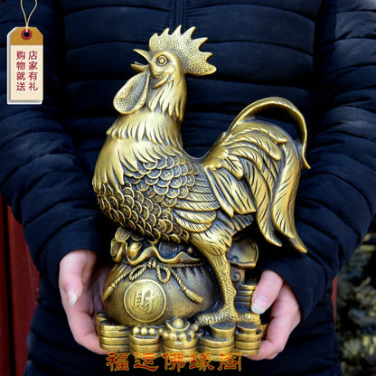 30CM Company SHOP Store home TOP efficacious Talisman Mascot- bring wealth and fortune cock Chinese FENG SHUI statue