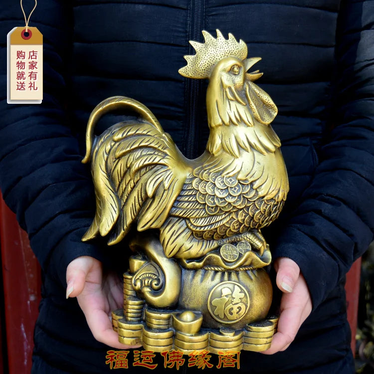 30CM Company SHOP Store home TOP efficacious Talisman Mascot- bring wealth and fortune cock Chinese FENG SHUI statue