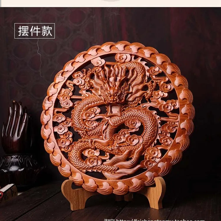 30CM HOME OFFICE Company SHOP TOP Efficacious Money Drawing thriving business Lucky Royal Dragon Wood carving decoration statue