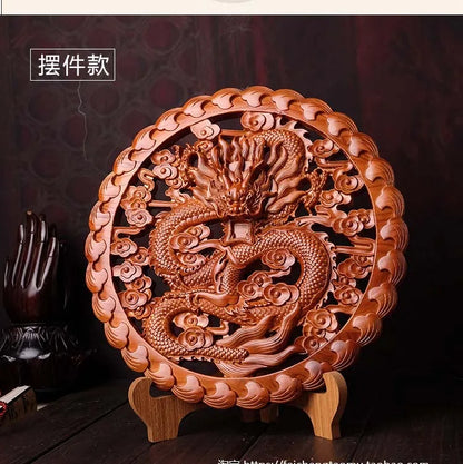 30CM HOME OFFICE Company SHOP TOP Efficacious Money Drawing thriving business Lucky Royal Dragon Wood carving decoration statue