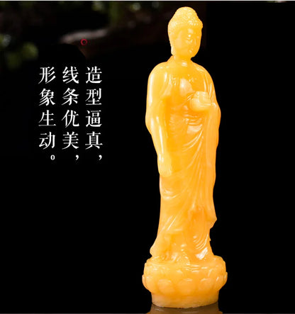 30CM Large Blessing Home family efficacious Talisman good Natural jade Buddha yellow Jade Buddha hand carving Sculpture statue