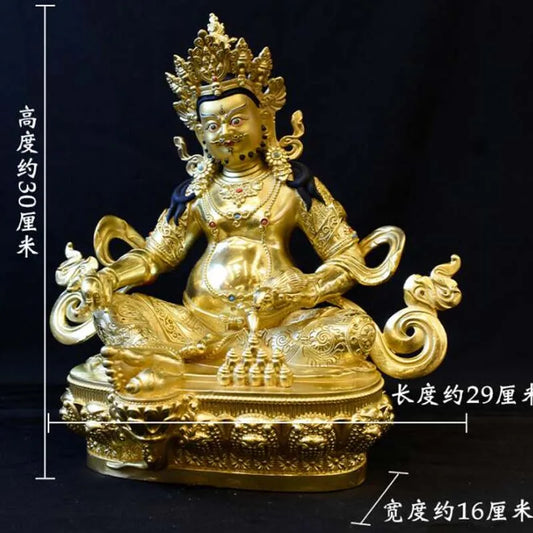 30CM Large Nepal Tibet Buddhism High grade quality Buddha statue gilding gold Yellow Jambhala fortune god Buddha safety statue