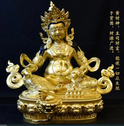 30CM Large Nepal Tibet Buddhism High grade quality Buddha statue gilding gold Yellow Jambhala fortune god Buddha safety statue