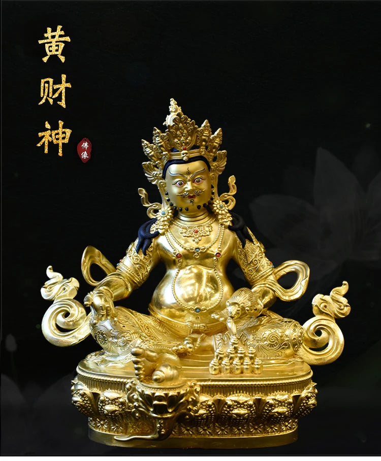 30CM Large Nepal Tibet Buddhism High grade quality Buddha statue gilding gold Yellow Jambhala fortune god Buddha safety statue