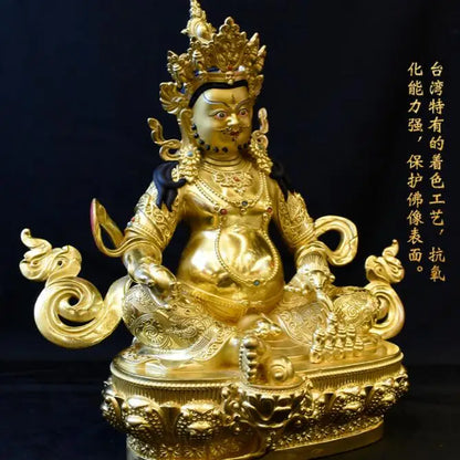 30CM Large Nepal Tibet Buddhism High grade quality Buddha statue gilding gold Yellow Jambhala fortune god Buddha safety statue