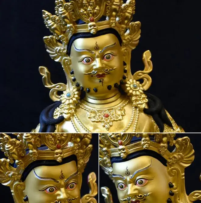 30CM Large Nepal Tibet Buddhism High grade quality Buddha statue gilding gold Yellow Jambhala fortune god Buddha safety statue