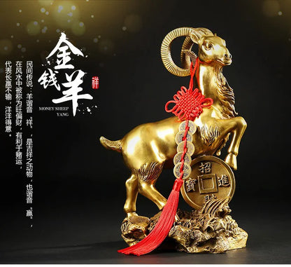 30CM Large -Unique GIFT --TOP Business Decor ART-efficacious Talisman Money Drawing Good luck sheep FENG SHUI art sculpture