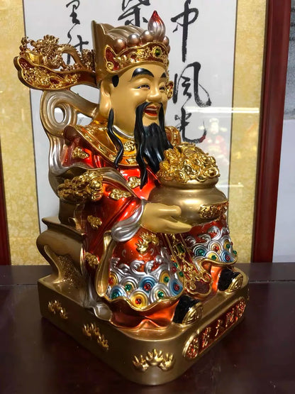 30CM large 2023 HOME Company high grade Buddha decoration Recruit money wealth good luck COPPER God of fortune Mammon statue