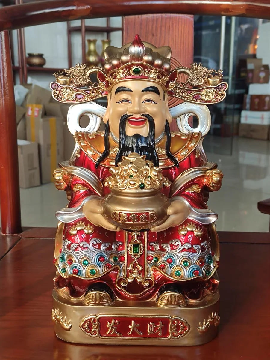 30CM large 2023 HOME Company high grade Buddha decoration Recruit money wealth good luck COPPER God of fortune Mammon statue