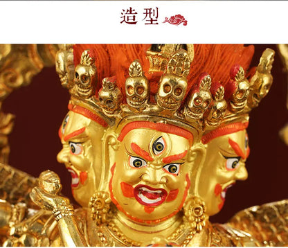 30CM large -GOOD---Buddhist Buddhism home family efficacious Protection brass Puba Jingang Yamantaka Gold-plated Buddha statue
