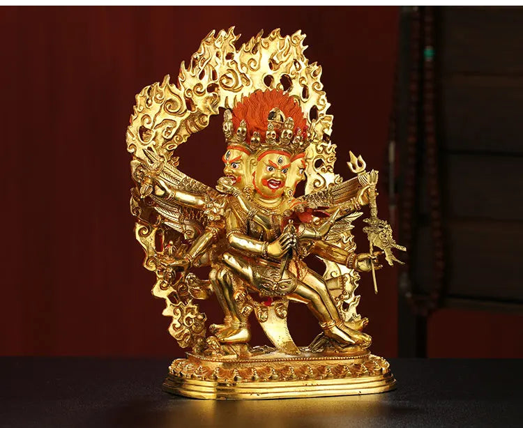 30CM large -GOOD---Buddhist Buddhism home family efficacious Protection brass Puba Jingang Yamantaka Gold-plated Buddha statue